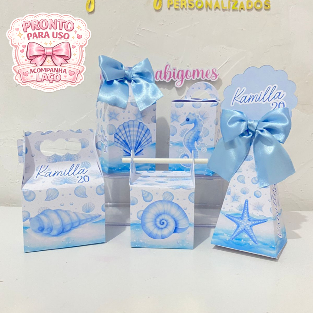 FUNDO DO MAR ADULTO - OCEANO Kit Festa Personalizado  - CAIXAS MONTADAS - Lembrancinha - Festa Infantil - Aniversário