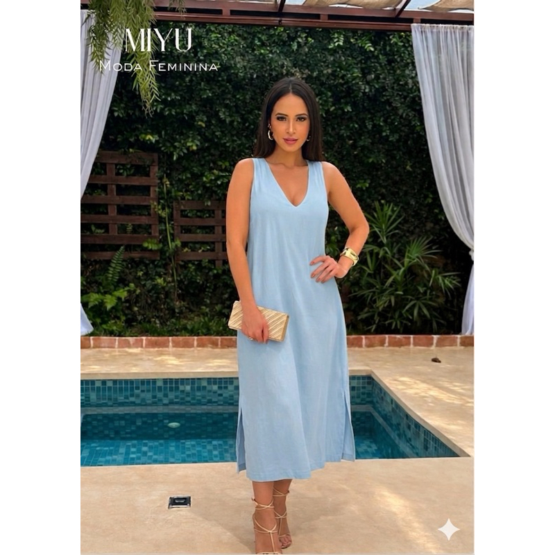 VESTIDO  MIDI EM LINHO PREMIUM COM ELASTANO - VERÃO PROMOÇÃO 2026