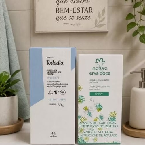 Desodorante antitranspirante em creme+álcool gel natura.Siga a loja e ganhe um brinde.