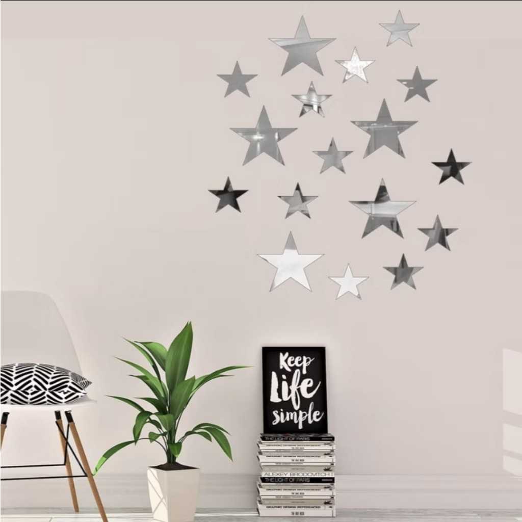 Detalhes do 20 Estrelas Espelhada Decorativas Quarto Sala Area de lazer Auto colante 6cm