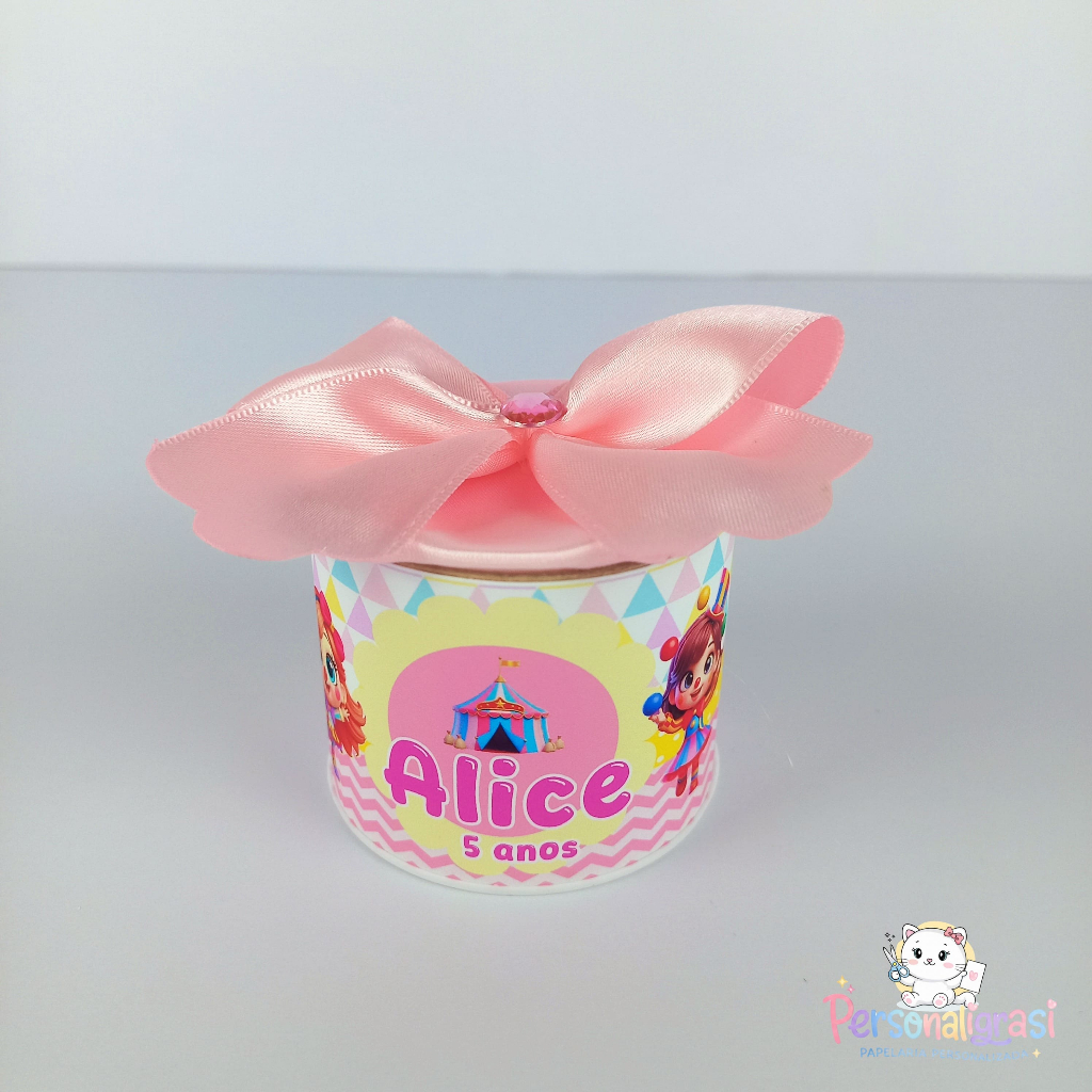 TUBOLATA CIRCO MENINA PERSONALIZADA 5X6 PARA LEMBRANCINHA FESTA INFANTIL ANIVERSÁRIO