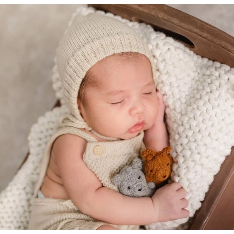 ✨ Touca Retrô Newborn em Tricô | Prop para Fotografia de Bebê ✨