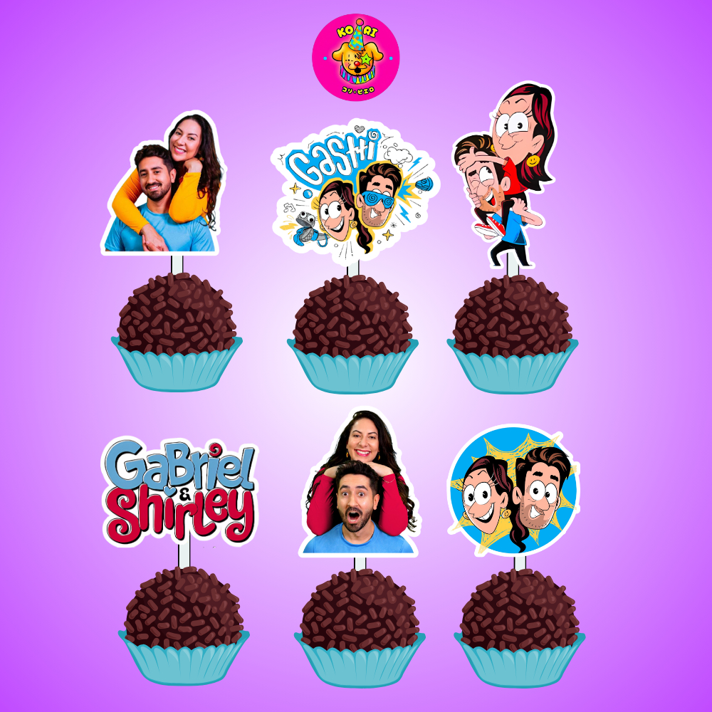 Toppers de doce Gabriel e Shirley para festa personalizada - Decoração para festa