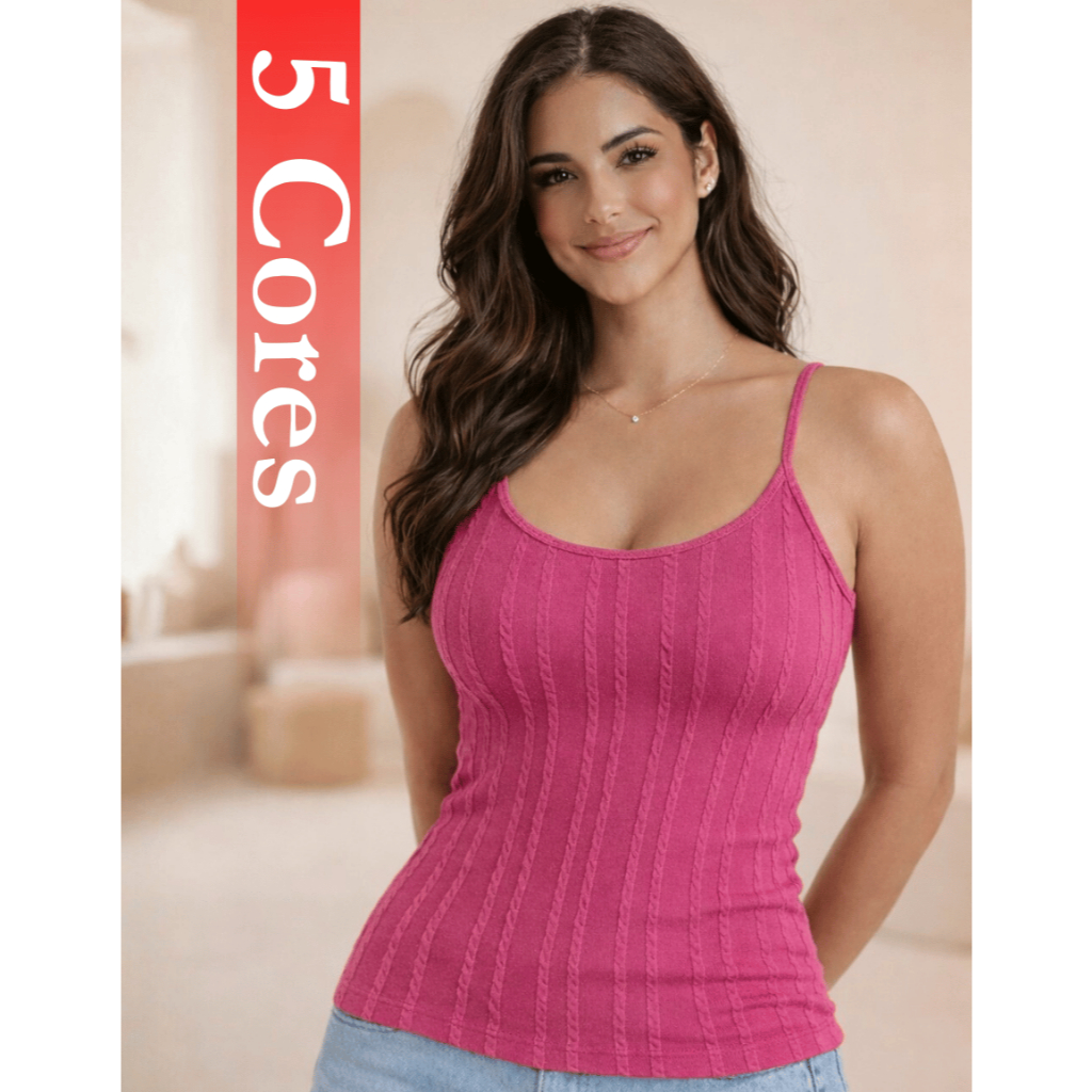 Blusinha Regata  Alcinha Feminina Com Bojo Fixo Premium