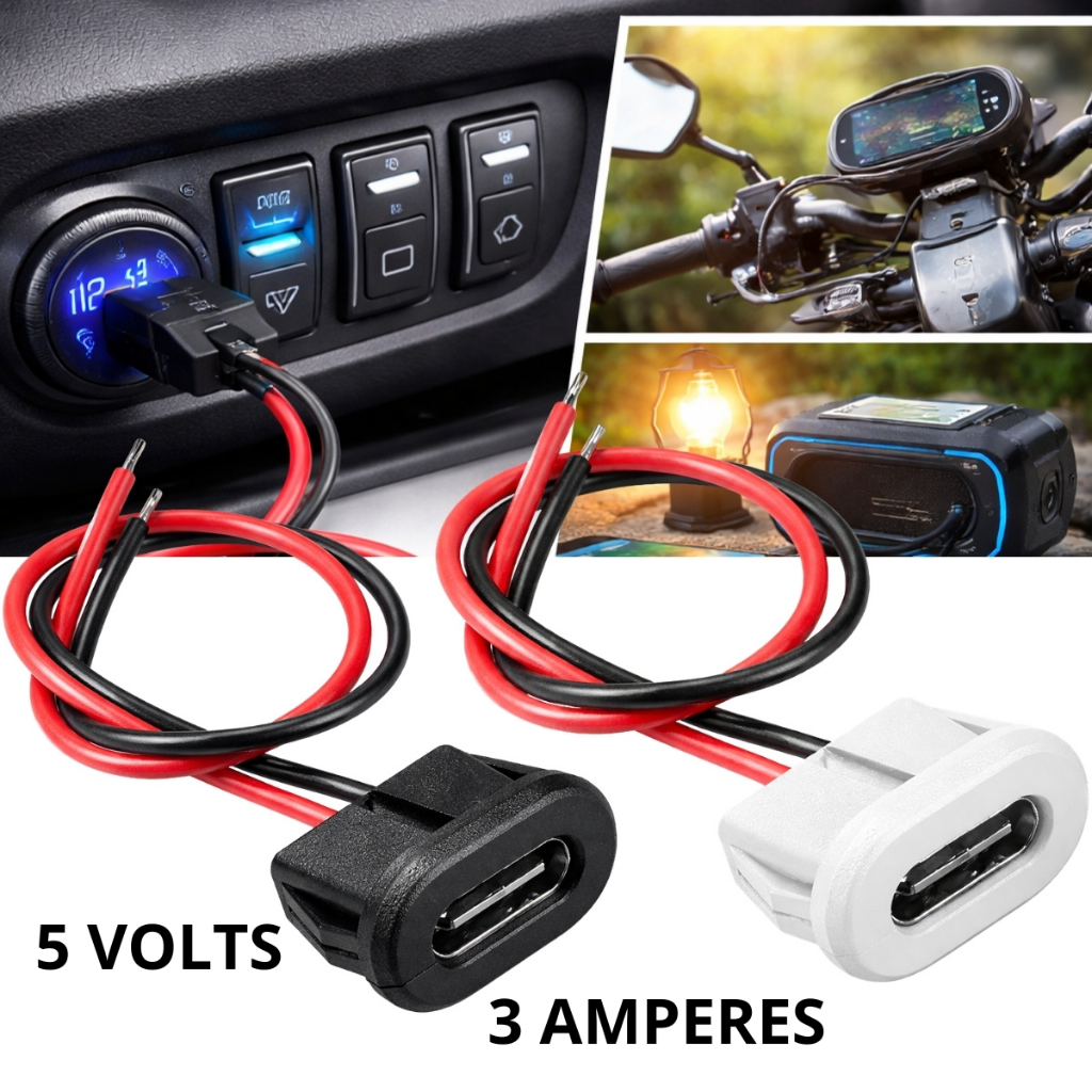 Tipo-C Conector USB Jack Fêmea Rabicho DIY Moto Carro Caixa de Som Eletrônica Projetos Caregador 5V