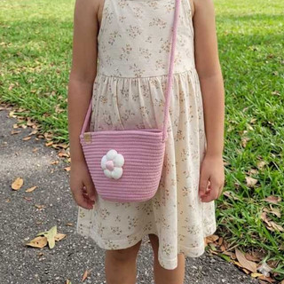 Bolsa infantil de cordão de algodão - Florzinha