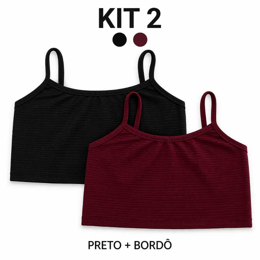 Kit 2 Top Feminino Academia Caminhada Canelado Premium Elasticidade Conforto Alta Sustentação Sem Transparência