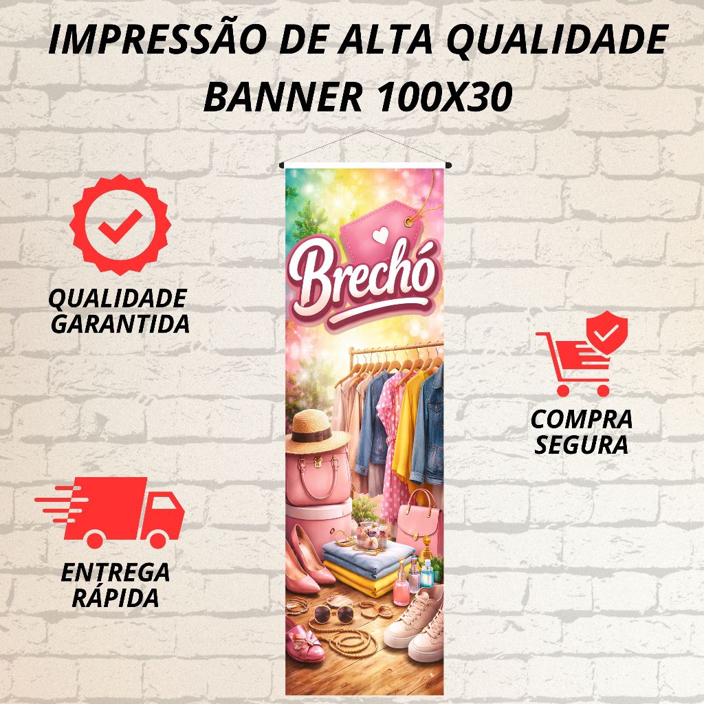 Banner Brechó Escrita Chamativa  100x30cm