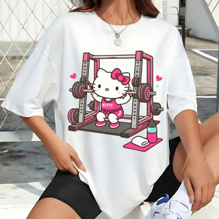 Camiseta Feminina Blusa Hello Kitty Agachamento Fitness Varias Para Treino Academia Qualidade Premium Envio Imediato