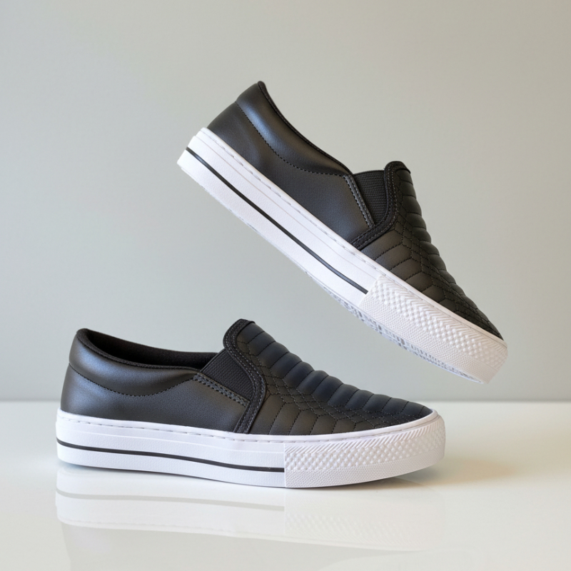 Tênis Slip On Feminino Blogueira Casual Confortável Sapatilha Tendência Moda Feminina Premium