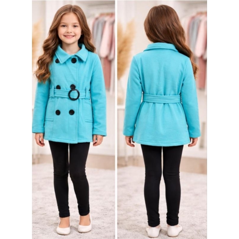 Jaqueta de tecido moleton flanela para menina