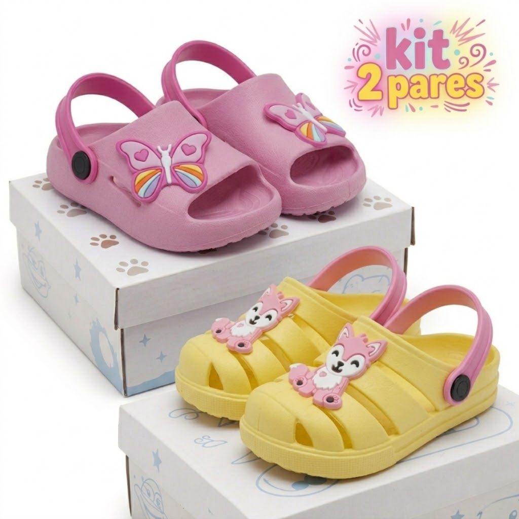 Kit 2 Sandalia Infantil Menina Sola Antiderrapante Arejado Leve