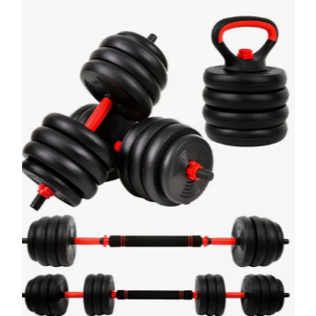 Kit Halteres 6 Em 1 Academia Preto E Vermelho Peso Musculação Ajustável 10,15,20,30kg Segurança e Durabilidade