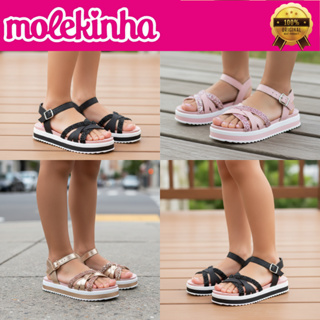 Sandália Molekinha Infantil Menina Juvenil Brilho Strass Tiras Fivela Festa Casual Leve Original em Oferta na Shopee