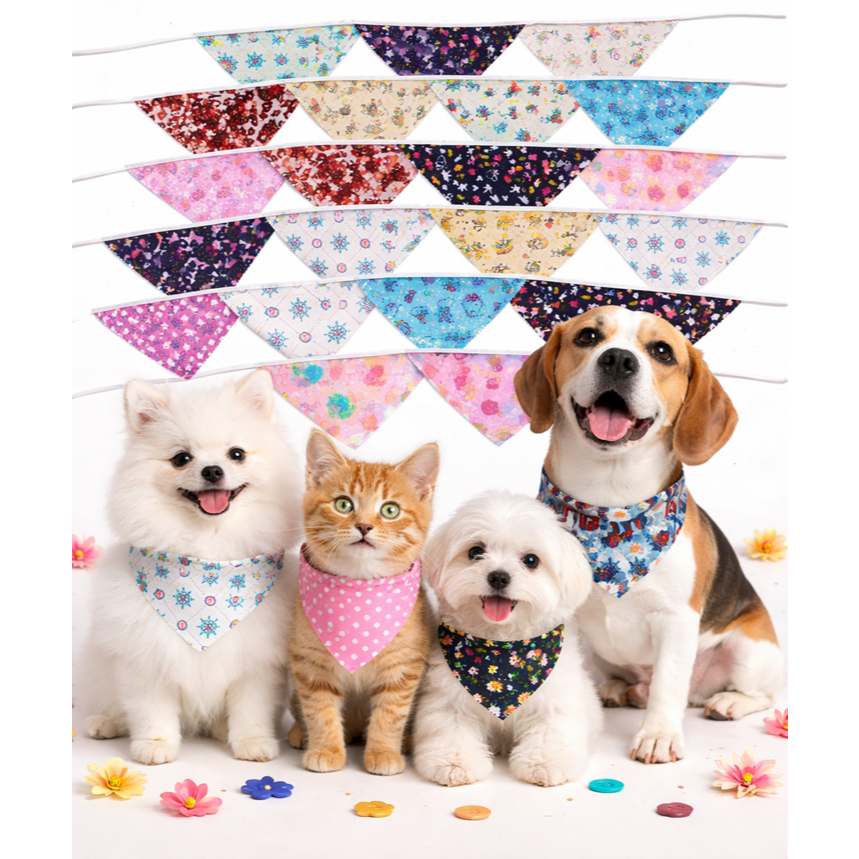 100 Bandanas M Temáticas Pet para Cães e Gatos | Banho e Tosa | Estampadas | Acessorios Pet.