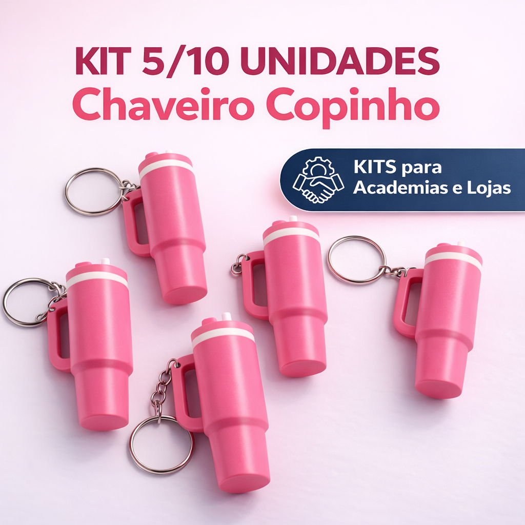 Kit 5/10 Chaveiros Copinho Miniatura Brinde Corporativo Mimo Clientes Empresa Academia Fitness