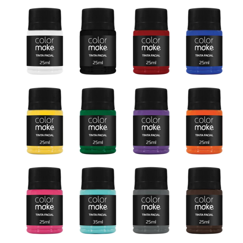 Tinta Facial ColorMake 25ml Neon ou Cremosa Para Maquiagem Cosplay/Fantasias Halloween