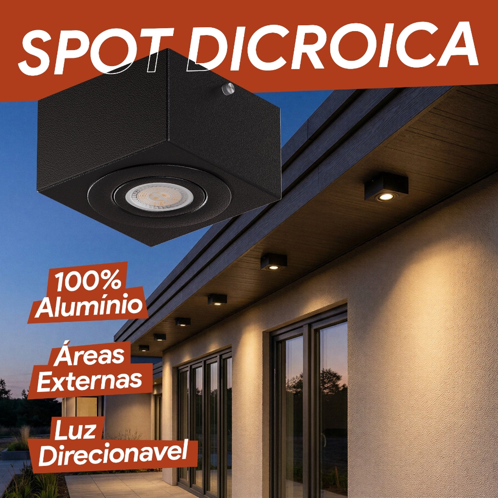 5x Spot Sobrepor Externo Alumínio + LED 6.5w Gu10 Dicroica Bivolt MF270 em Oferta na Shopee