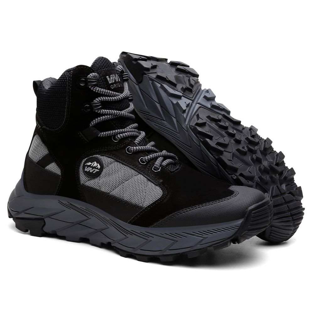 Tênis Bota Masculino Adventure Cano Curto Antiderrapante Couro para Trilhas e Trekking