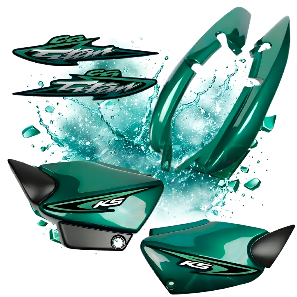 Carenagem Verde Titan 125 Rabeta + Tampa Lateral + Adesivos 2000 2001 2002 2003 2004 Ks / Es Verde Modelo