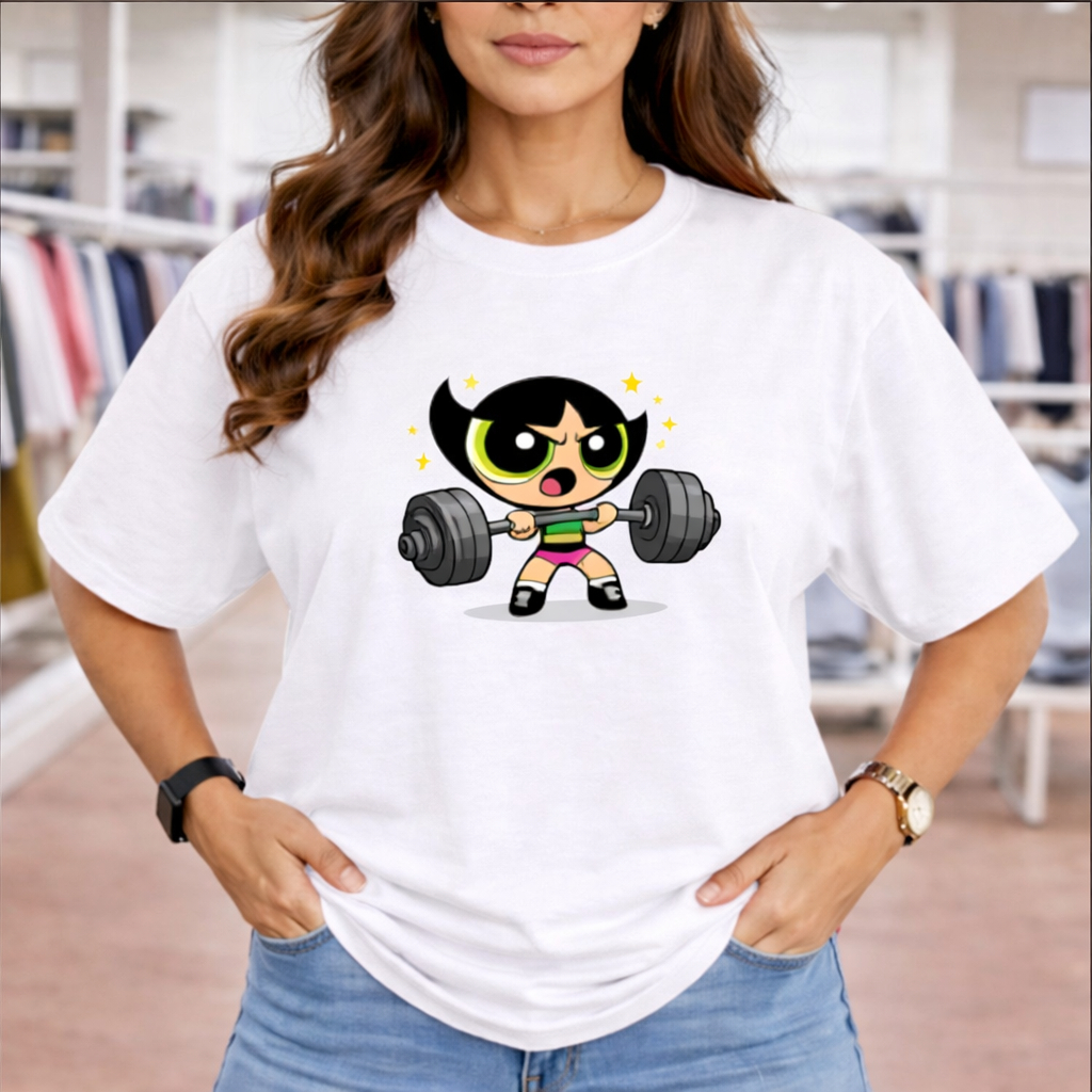 Camiseta Camisetão Meninas Superpoderosas Lindinha Docinho Florzinha Academia Feminina Treino Gym