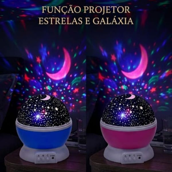 Luminaria Projetor Galaxia Led Rotativa 360 Graus Luz Decorativa RGB Ambiente Sofisticado