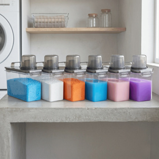 Kit 6 Potes Hermético para Lavanderia Sabão Amaciante 1,9L Dispenser Organizadores c/ Bico Dosador em Oferta na Shopee