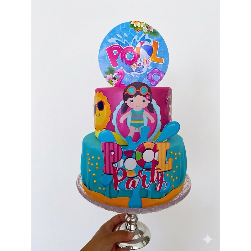 Bolo Fake EVA Pool party menina decoração