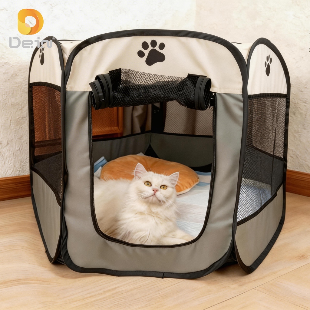 Cercadinho Canil Grande 114cm Dobrável para Cachorro Espaçoso Portátil Fácil Montagem