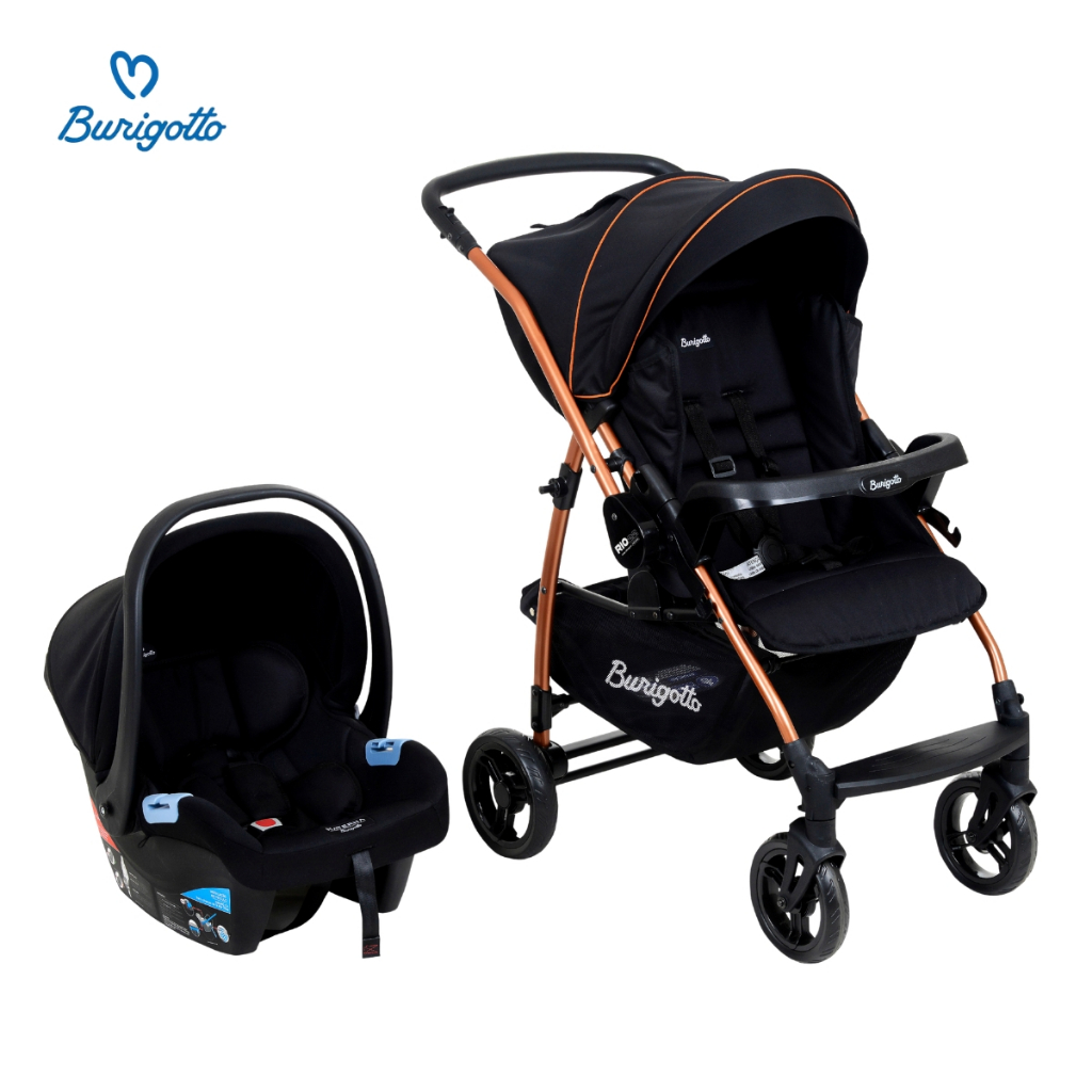 Carrinho Bebê com Bebê Conforto Rio 22 Burigotto Reversivel Vira Mala Suporta Até 22kg