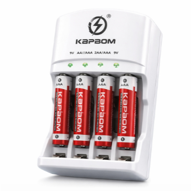 Kit Carregador de Pilhas com Pilhas Recarregáveis AA AAA 9V Bivolt