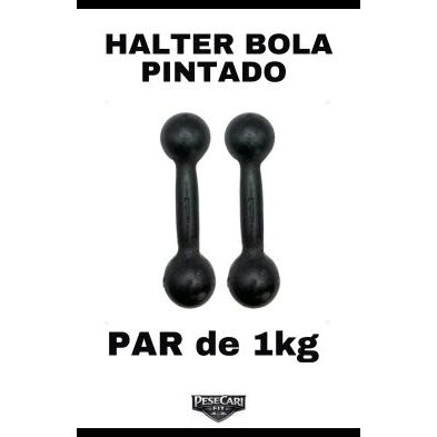 Par Halter Bola 1kg Pintado – Peso Livre Treino Funcional Academia em Casa