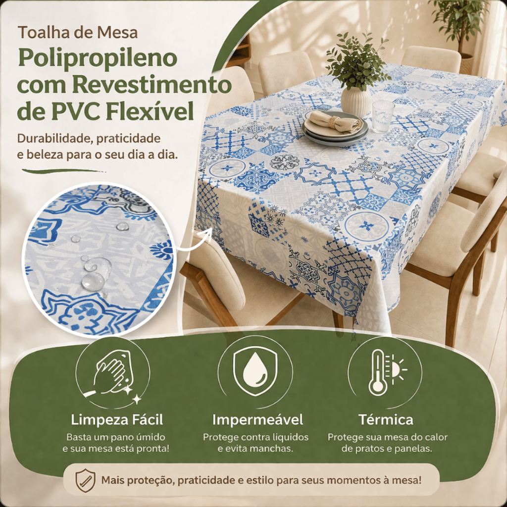 Detalhes do Toalha de Mesa Plástica PVC Térmica 4,6 e 8 Lugares Impermeável Fácil de Limpar Várias Estampas