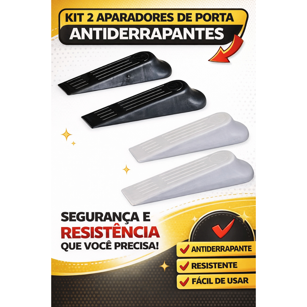 Aparador de Porta Cunha Antiderrapante Kit 2 Peças Trava Porta Resistente em Plástico