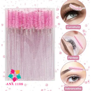 ANA1108 KIT escovinhas com glitter Extensão de Cílios e sobrancelha
