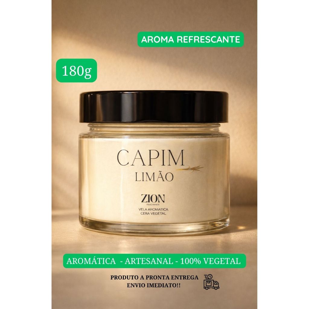 Vela Aromática Perfumada Capim limão -180g Vela decorativa