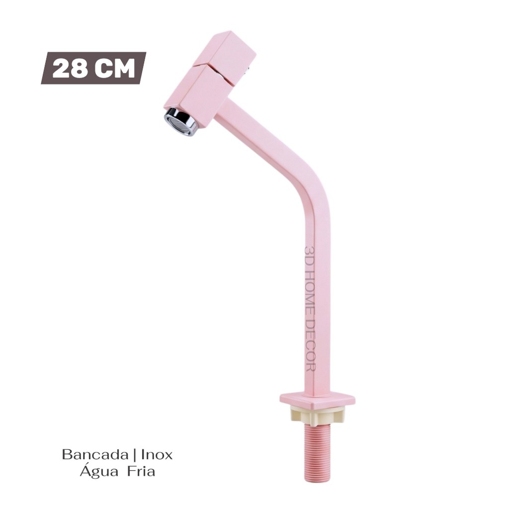 Torneira de Bancada em Metal Rosa P/ Banheiro Premium