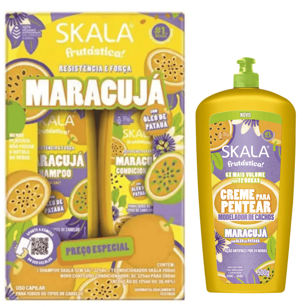 Kit Skala Frutastica Maracuja Shampoo 325ml+Condicionador 200ml+Creme para Pentear 500g
