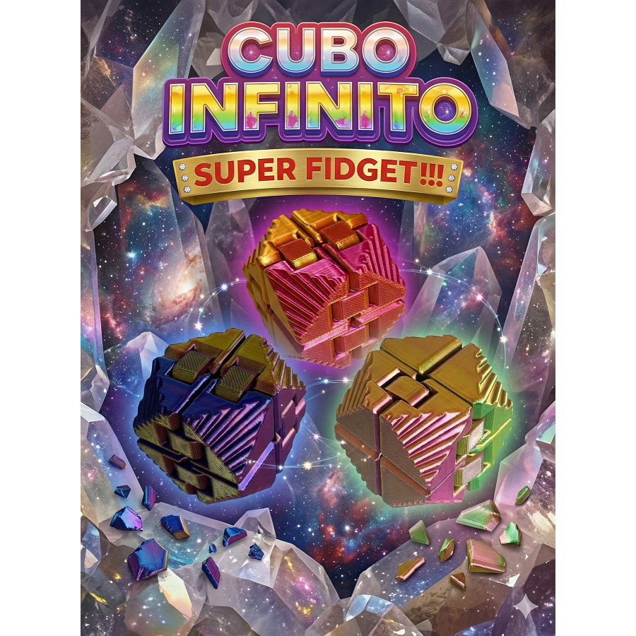 Cubo Antiestresse Infinity Exagonal Articulado 3D – Fidget Sensorial Dobrável Metálico Colorido Premium