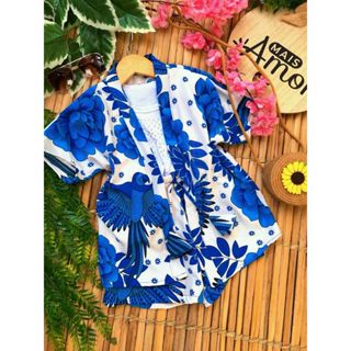 Conjunto kimono infantil-juvenil menina / kimono + short infantil Femenino / estampado / saida de praia / casual 2 peças em Oferta na Shopee