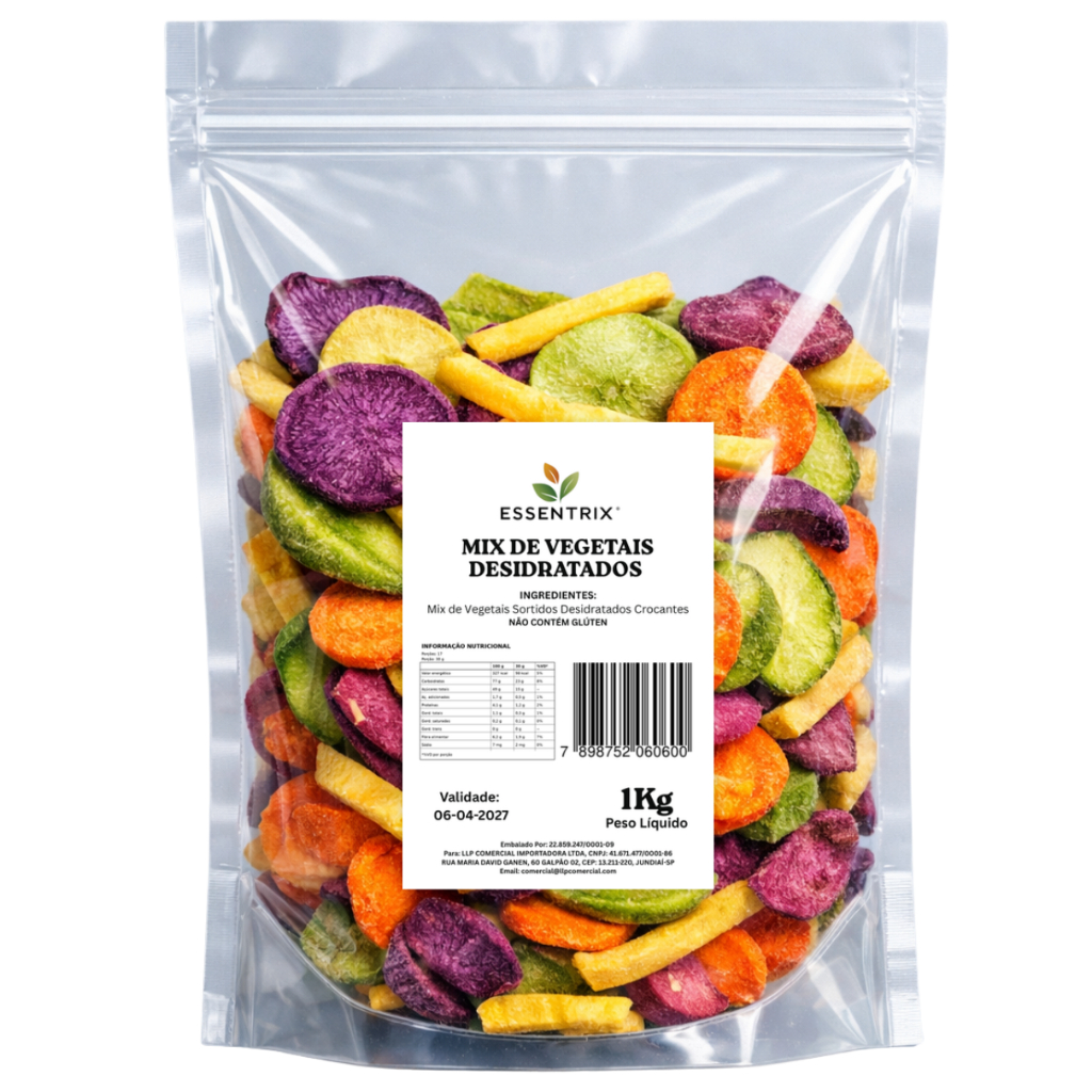 Mix de Vegetais Desidratados Snacks Crocantes Natural e Saudáveis 1kg