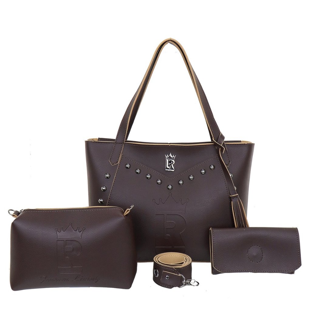 Kit Bolsa Feminina 03 Pçs Bolsa Grande Sacola+Bolsa Media transversal+Carteira Moda Tendencia+Promoção+Atacado+Lr15