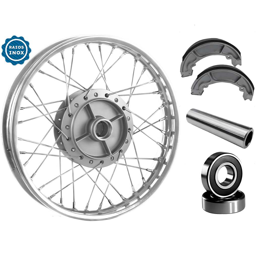 Roda Traseira Raio Inox Titan Fan 150 Rolamento / Espaçador / Lona de Freio