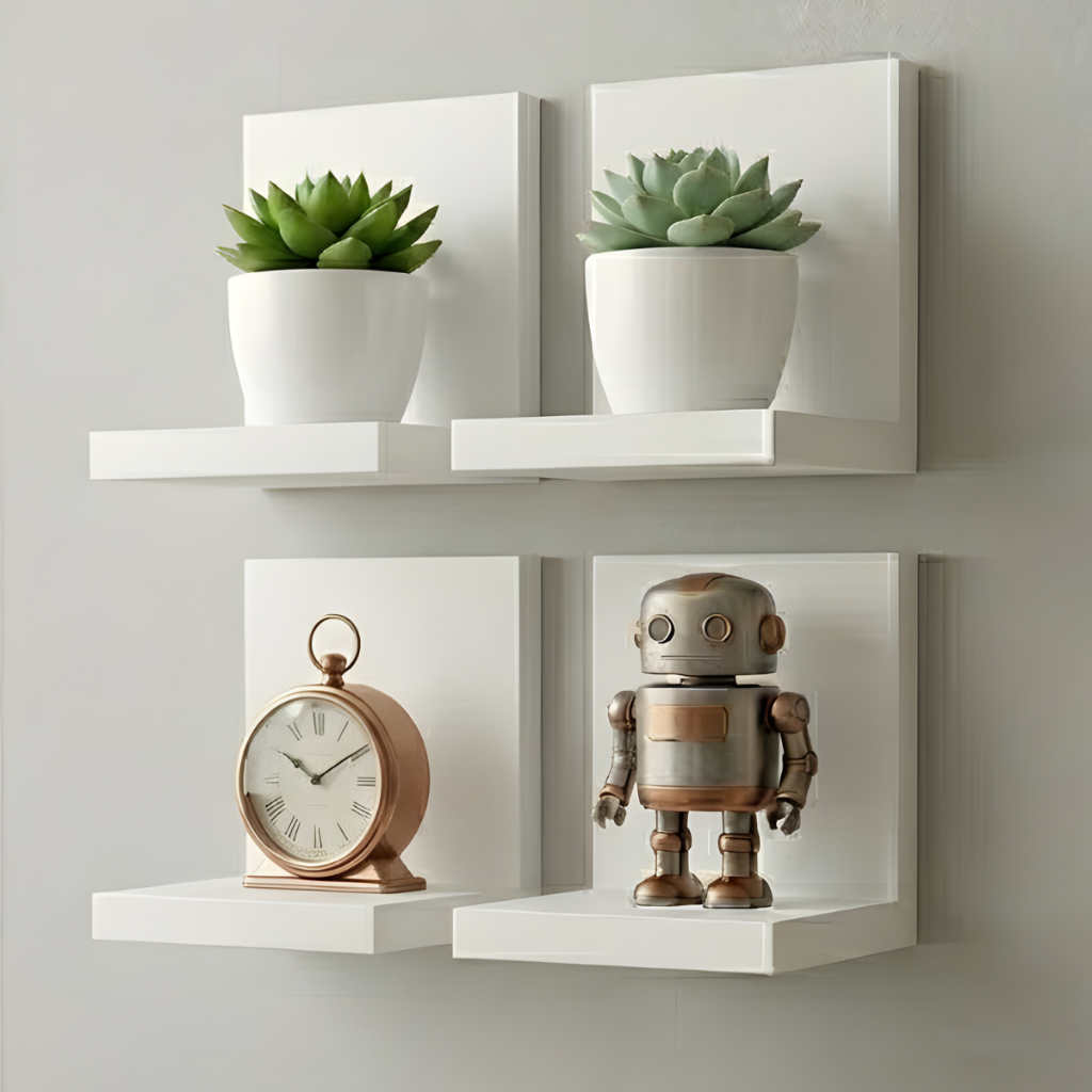 Mini Prateleira L 12x15cm Mdf Branca Expositor Suculentas Plantas Bonecos Sala Cozinha Kit 2/3/4/5/6