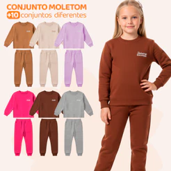 Kit 4 Peças Roupa Infantil Menina de Moletom Peluciado - Conjuntos Quentinhos E Estilosos Feminino Inverno Frio