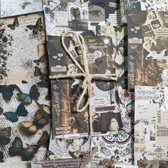19pçs - kit vintage - scrapbook - journal - papers - colagem - borboletas