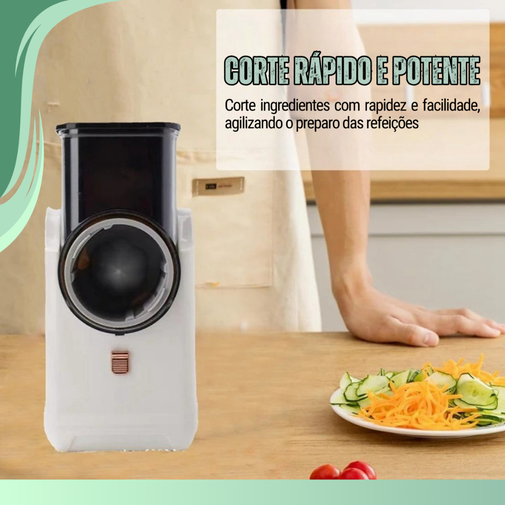 Ralador Elétrico Multifuncional Cozinha Rápido e Prático para Legumes Queijo e Alimentos