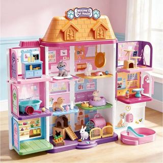 Brinquedo Infantil Casinha de boneca +50 Acessórios Pet House Maleta Portátil 3D Acessórios Presente
