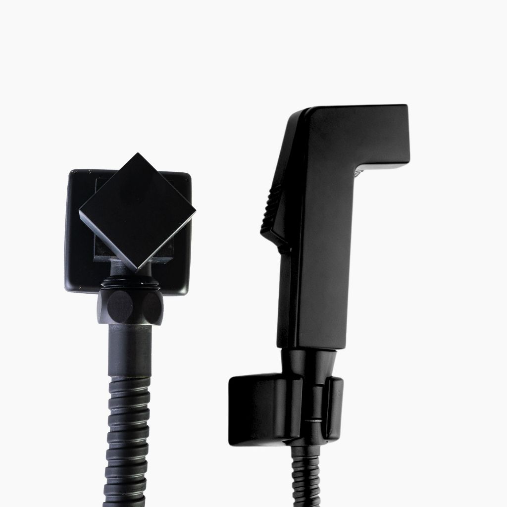 Ducha Higiênica Preta Quadrada Luxo Metal Black Matte Banheiro Salão Completa Com Registro 1/4 Volta em Oferta na Shopee