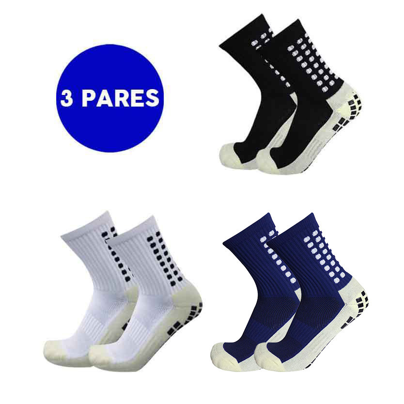 KIT 3 meias esportivas de futebol de algodão antiderrapante de alta qualidadeTamanhos 40-46